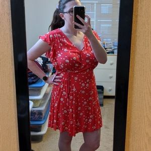 NWT pink floral flutter sleeve dress